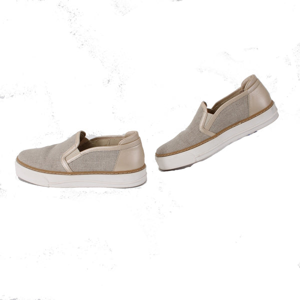 M Gemi Flats Sz 36 Tan Brown Metallic Fabric Slip On 1" Flats