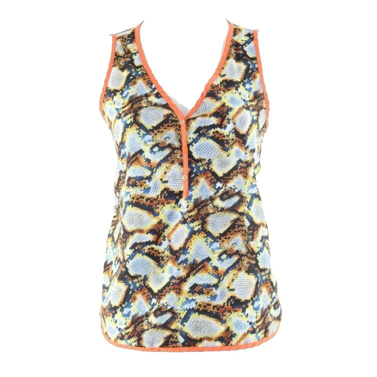 Bar III Sz S Orange Blue Yellow Multi Hi Lo 100% Polyester Top