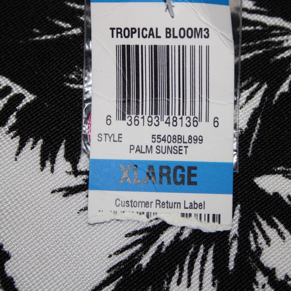 INC NEW Tropical Bloom Sz XL Black White Magenta Palm Sunset Asymmetic Rayon Top