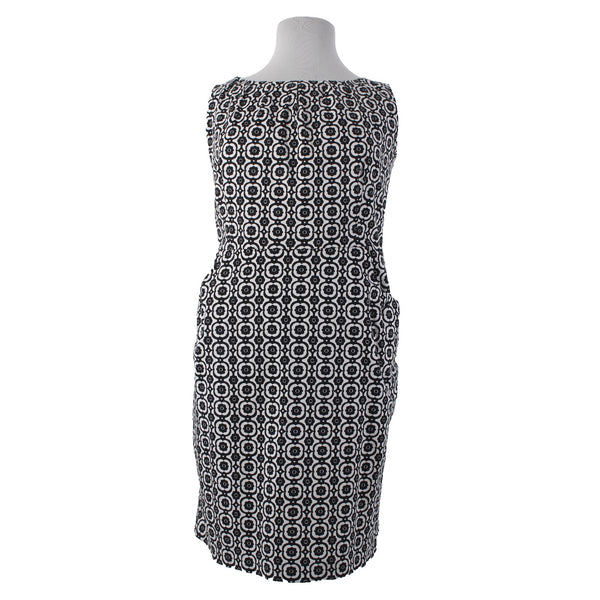 Nine West Dress Sz 18 W Black White Pockets Lined Cotton Elastane Dress