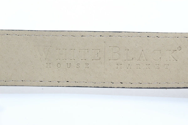 White House BM NEW M 1" x 32" Black Snake Texture Bow Gem Detail Stretch Belt