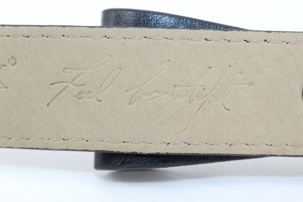 White House BM NEW M 1" x 32" Black Snake Texture Bow Gem Detail Stretch Belt