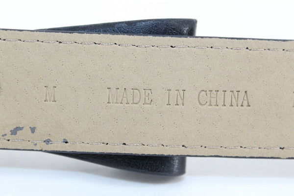 White House BM NEW M 1" x 32" Black Snake Texture Bow Gem Detail Stretch Belt