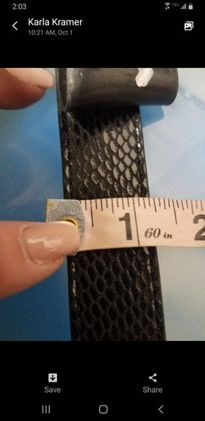White House BM NEW M 1" x 32" Black Snake Texture Bow Gem Detail Stretch Belt