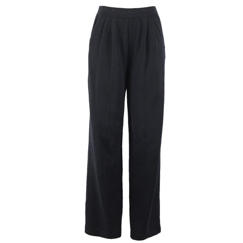 St John Evening Sz 8 x 30 Black Pleated Front Pockets Santana Knit Wool Bld Pant
