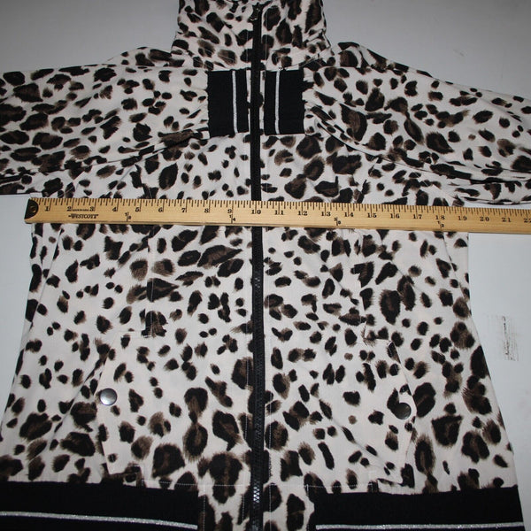 Zenergy By Chicos Sz M Tan Animal Print Collared Zip Up Polyester Spandex Jacket