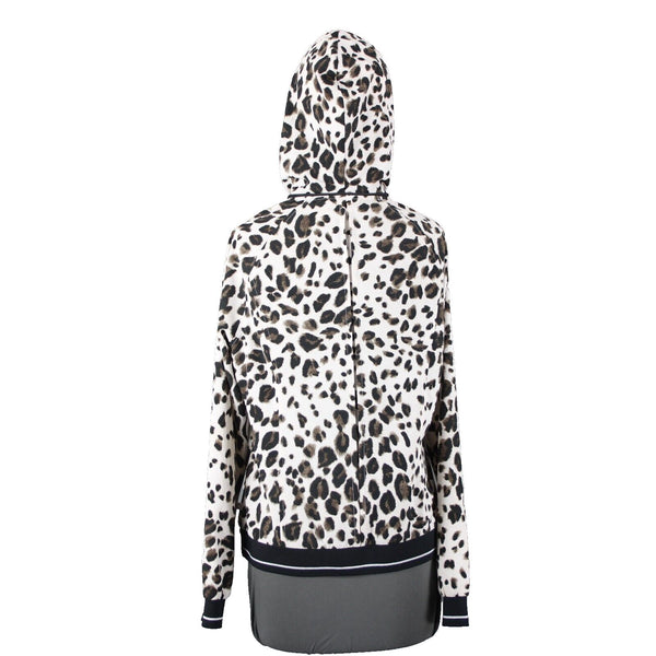 Zenergy By Chicos Sz M Tan Animal Print Collared Zip Up Polyester Spandex Jacket