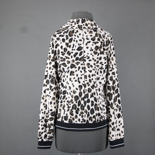 Zenergy By Chicos Sz M Tan Animal Print Collared Zip Up Polyester Spandex Jacket