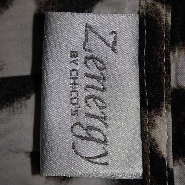 Zenergy By Chicos Sz M Tan Animal Print Collared Zip Up Polyester Spandex Jacket