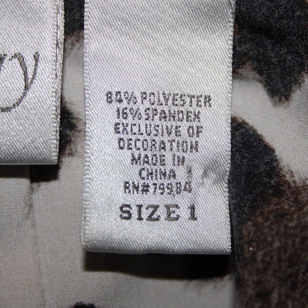 Zenergy By Chicos Sz M Tan Animal Print Collared Zip Up Polyester Spandex Jacket