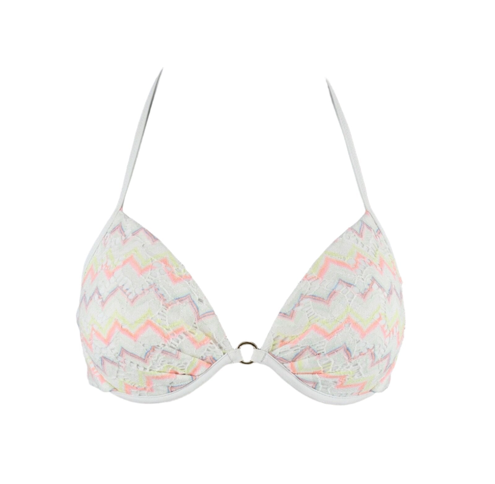 Victorias Secret 34C White Coral Multi  Nylon Elastane Padded Bikini Top