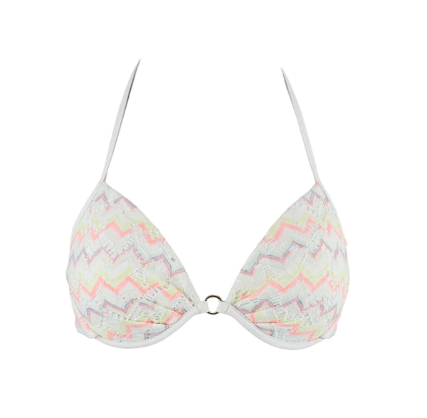 Victorias Secret 34C White Coral Multi  Nylon Elastane Padded Bikini Top