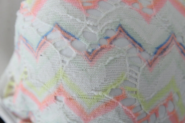 Victorias Secret 34C White Coral Multi  Nylon Elastane Padded Bikini Top