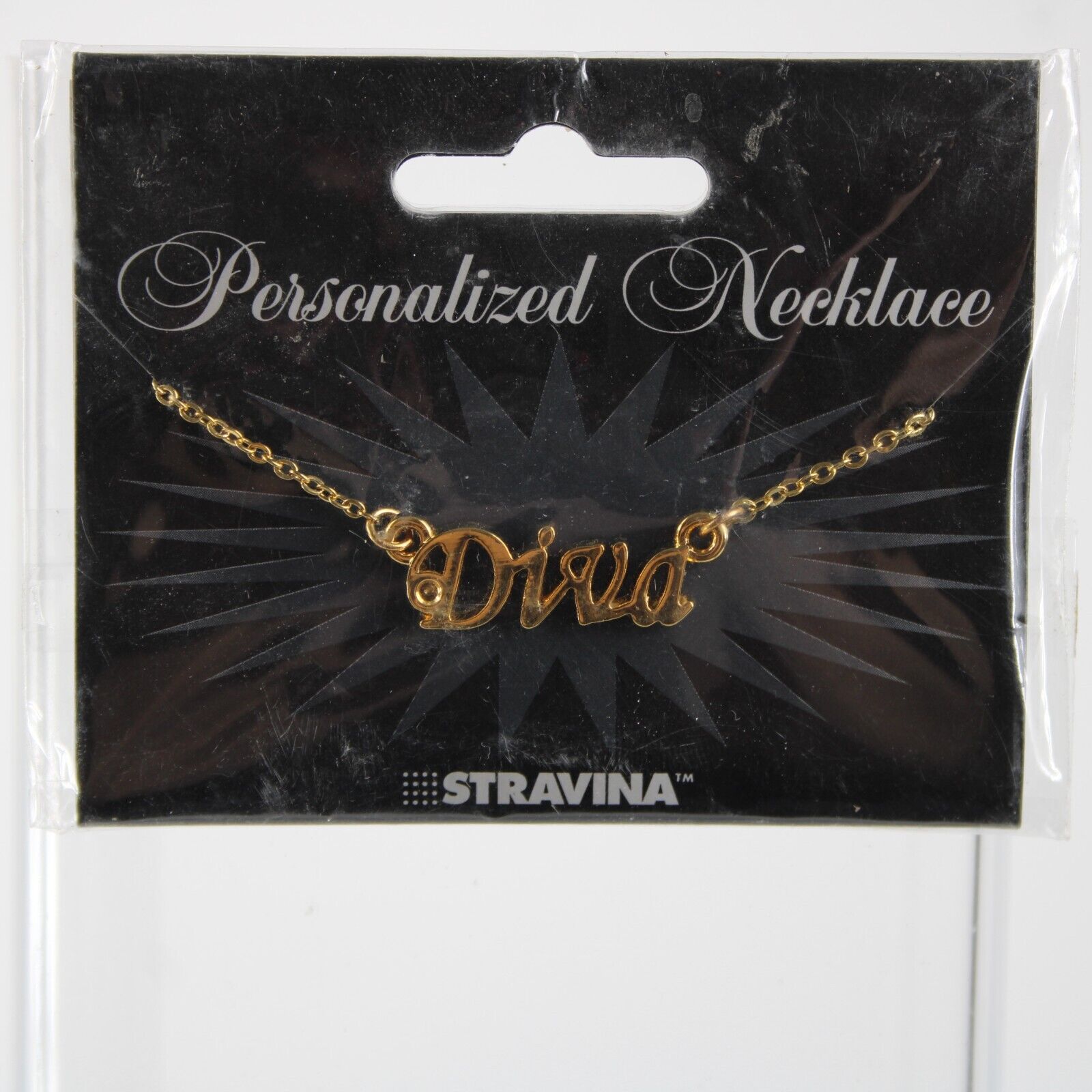 DIVA NEW Name Goldtone Rhinestone Accent 14.5" 4.5" Multi Ring Ext Necklace