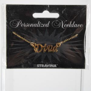 DIVA NEW Name Goldtone Rhinestone Accent 14.5" 4.5" Multi Ring Ext Necklace