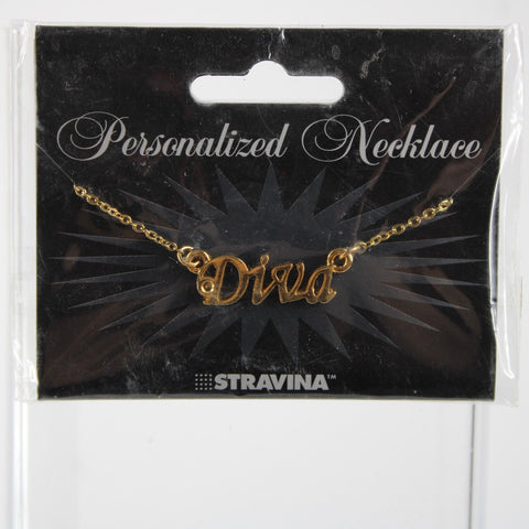 DIVA NEW Name Goldtone Rhinestone Accent 14.5" 4.5" Multi Ring Ext Necklace
