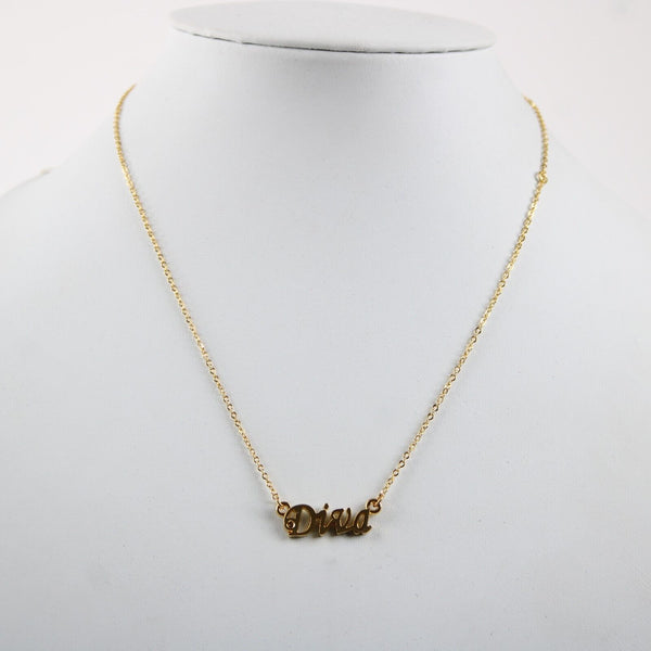 DIVA NEW Name Goldtone Rhinestone Accent 14.5" 4.5" Multi Ring Ext Necklace