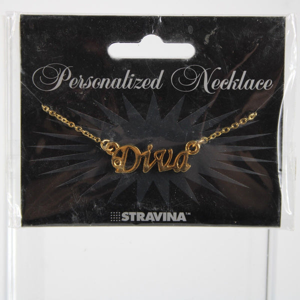 DIVA NEW Name Goldtone Rhinestone Accent 14.5" 4.5" Multi Ring Ext Necklace