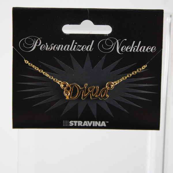 DIVA NEW Name Goldtone Rhinestone Accent 14.5" 4.5" Multi Ring Ext Necklace