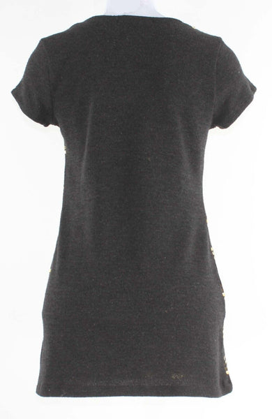 Epic Threads Sz XL Girls Black Gold Sequin Polyester Spandex Knit Dress