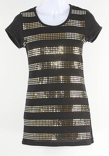 Epic Threads Sz XL Girls Black Gold Sequin Polyester Spandex Knit Dress
