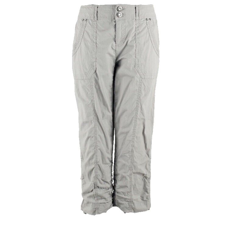 INC Sz 4 x 23 Gray Rhinestone Detail Ruched Leg Cotton Blend Crop Pant