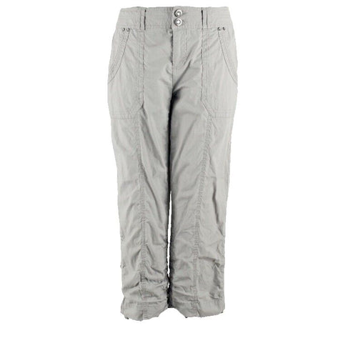 INC Sz 4 x 23 Gray Rhinestone Detail Ruched Leg Cotton Blend Crop Pant