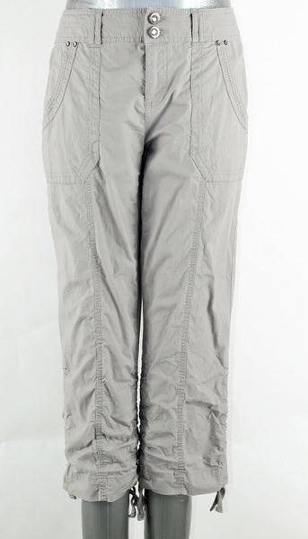 INC Sz 4 x 23 Gray Rhinestone Detail Ruched Leg Cotton Blend Crop Pant