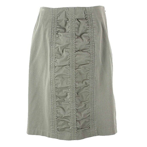 Tahari Sz 4 Olive Ruched Seam Side Slit Cotton Spandex Straight Skirt