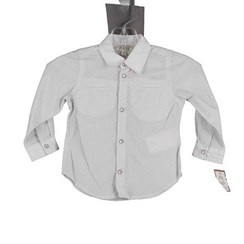 Kanz NEW Sz 6 Mo Gray White Stripes Snap Front Collar Boys Cotton Shirt