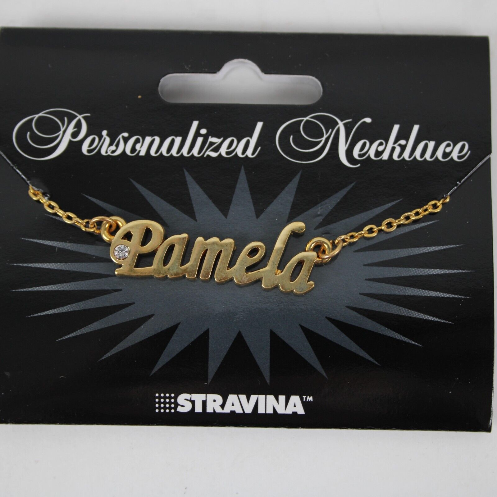 PAMELA NEW Name Goldtone Rhinestone Accent 14.5" w 4.5" Multi Ring Ext Necklace