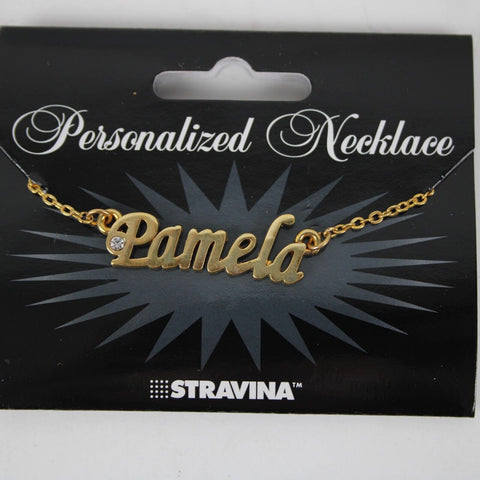 PAMELA NEW Name Goldtone Rhinestone Accent 14.5" w 4.5" Multi Ring Ext Necklace
