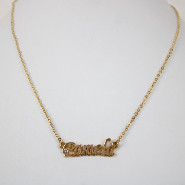 PAMELA NEW Name Goldtone Rhinestone Accent 14.5" w 4.5" Multi Ring Ext Necklace
