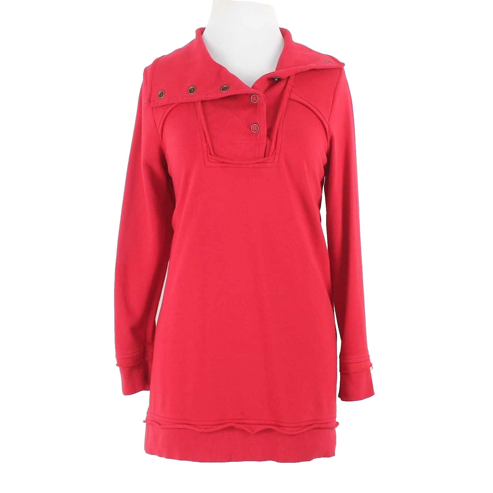 Soft Surroundings Sz S Red Snap Collar Cotton Polyester Knit Top