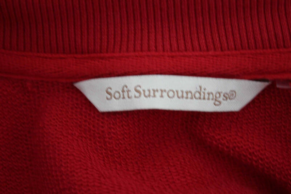 Soft Surroundings Sz S Red Snap Collar Cotton Polyester Knit Top