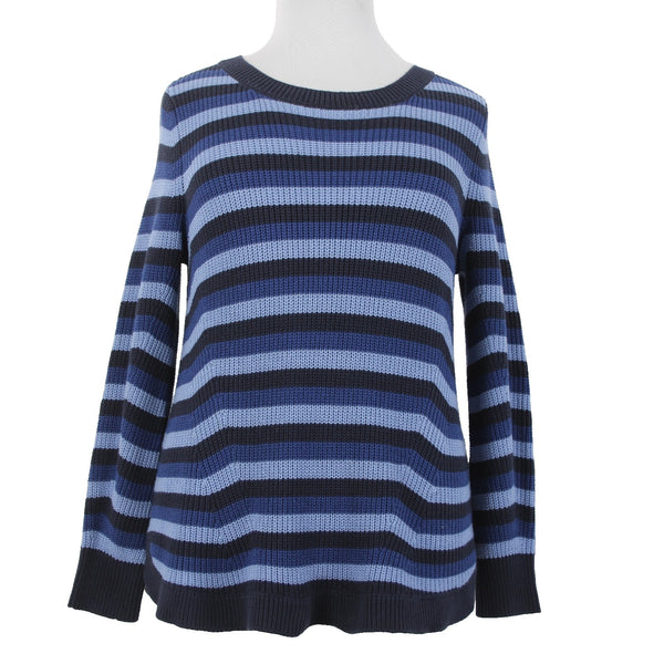 Lane Bryant Sweater NEW Sz 14/16 Blue Navy Striped Knit Cotton Acrylic Sweater
