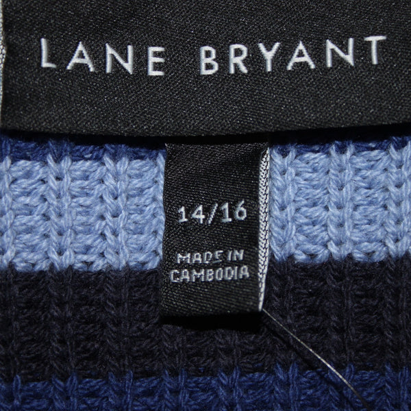 Lane Bryant Sweater NEW Sz 14/16 Blue Navy Striped Knit Cotton Acrylic Sweater