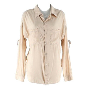 Calvin Rucker Sz M Peach Drop Shoulder Tie Sleeve Polyester Front Button Up Top