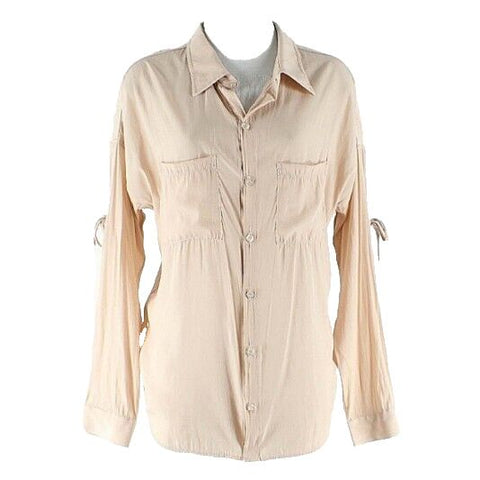 Calvin Rucker Sz M Peach Drop Shoulder Tie Sleeve Polyester Front Button Up Top