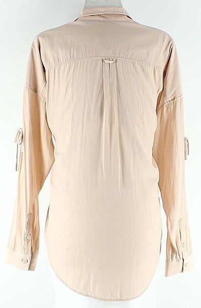 Calvin Rucker Sz M Peach Drop Shoulder Tie Sleeve Polyester Front Button Up Top
