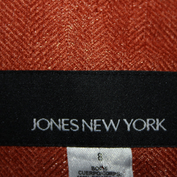 Jones New York Sz 8 Orange Lined Hook Eye Closure Polyester Silk Blazer Jacket