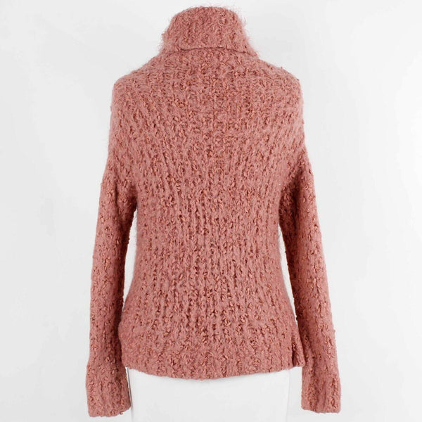 Poof Apparel Sz L Pink Knit Turtleneck Polyester Nylon Acrylic Sweater