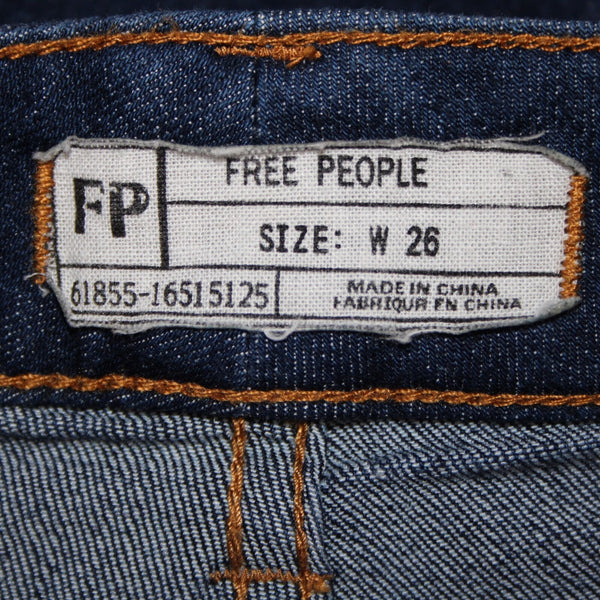 Free People Sz 26 x 34.5 Blue Denim Pockets Boot Cut Cotton Polyester Jeans