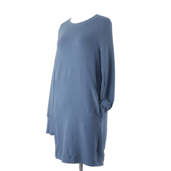 Athleta Dress NEW $90 Coaster Sz SP Blue Pockets Tencel Lyocell Polyester Dress