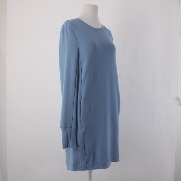 Athleta Dress NEW $90 Coaster Sz SP Blue Pockets Tencel Lyocell Polyester Dress