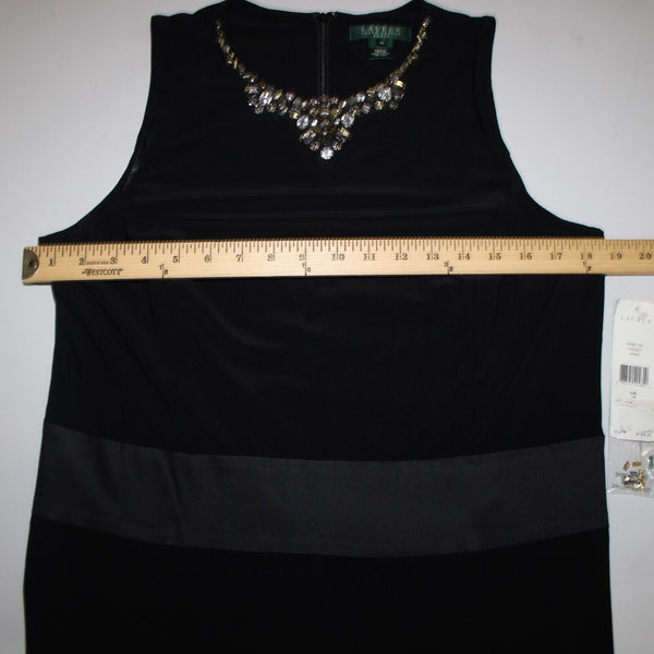 Lauren Ralph Lauren NEW $169 Sz 14 Holiday Black Rhinestones Poly Elastane Dress