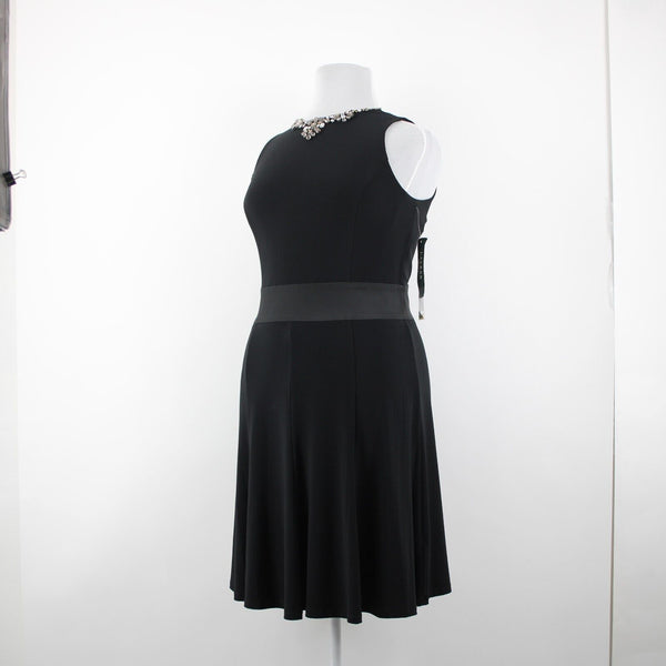 Lauren Ralph Lauren NEW $169 Sz 14 Holiday Black Rhinestones Poly Elastane Dress