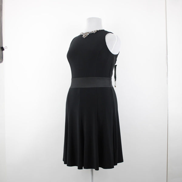 Lauren Ralph Lauren NEW $169 Sz 14 Holiday Black Rhinestones Poly Elastane Dress