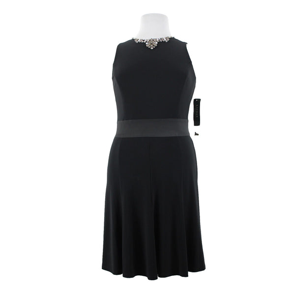 Lauren Ralph Lauren NEW $169 Sz 14 Holiday Black Rhinestones Poly Elastane Dress