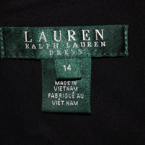 Lauren Ralph Lauren NEW $169 Sz 14 Holiday Black Rhinestones Poly Elastane Dress